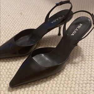 Prada 65 Leather Slingback Pumps